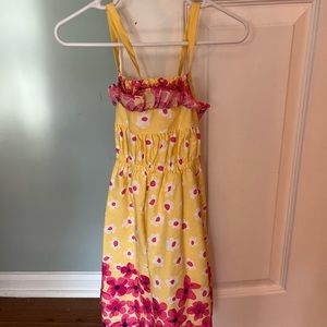 Penelope Mack Girls Sleeveless Sun Dress Size 4 YELLOW Pink Floral